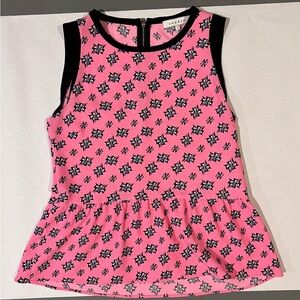 Sandro Pink Patterned Sleeveless Peplum Top